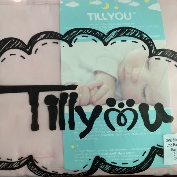 Tillyou Other Tillyou 3pc Pink Crib Rail Padded Covers Safey Set